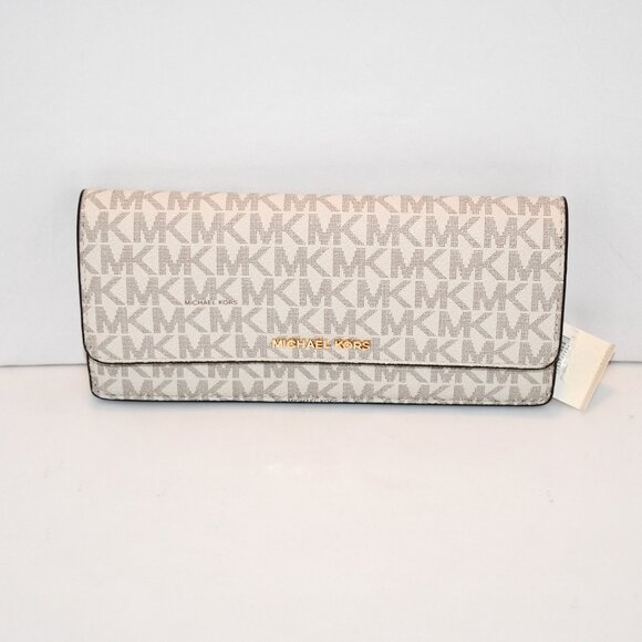 Michael Kors LARGE Signature Logo Snap-Front Wallet in Vanilla Acorn #32S4GJ6E7B - Picture 1 of 5